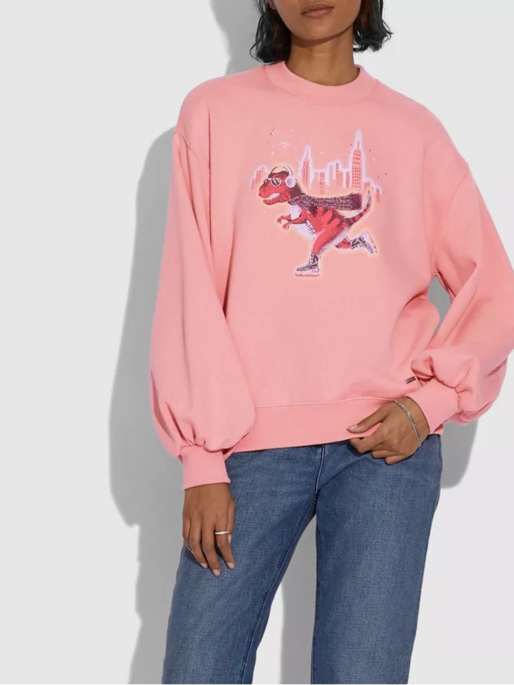 Coach Pink Graphic Rexy Crewneck Sweatshirt
